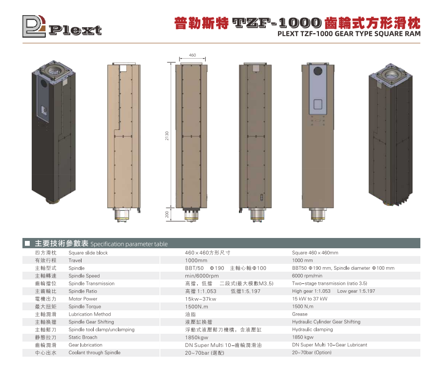 齿轮式方形滑枕